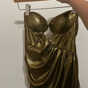 Elegant Gold Strapless Dress